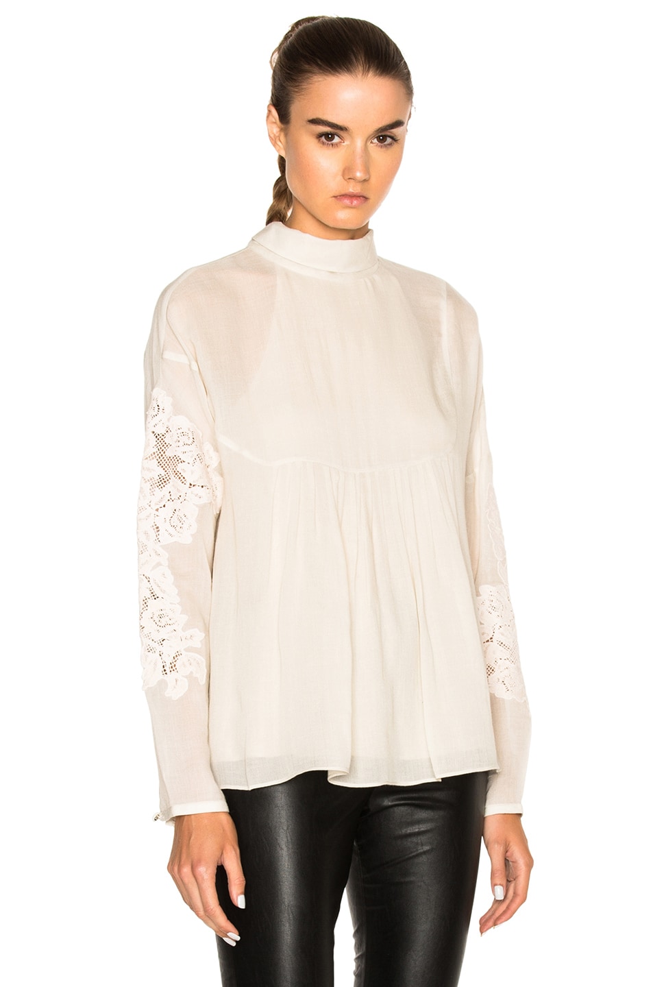 Image 1 of Tibi Embroidered Top in Tusk