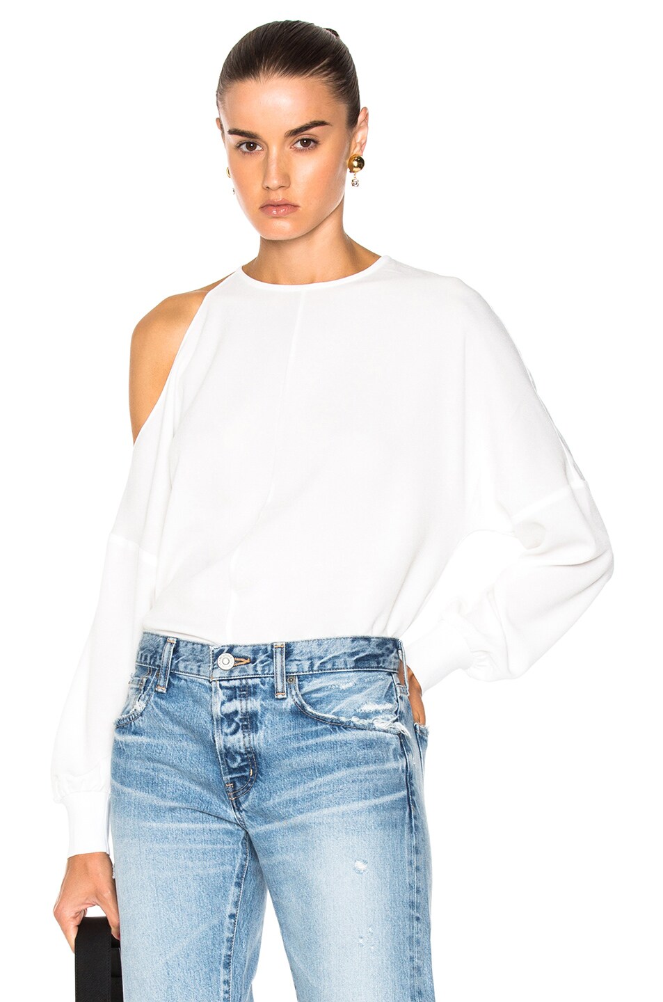 Image 1 of Tibi Asymmetrical Cut Out Top in Ivory