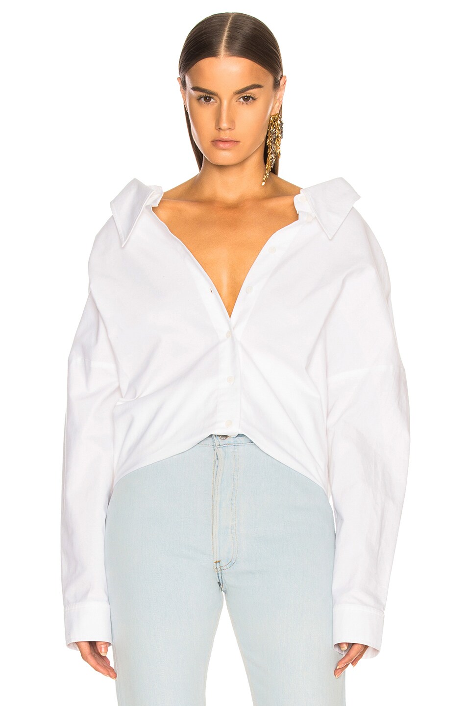 Image 1 of Tibi Watts Oxford Shirting Easy Shirt w/ Zipper Detail in White