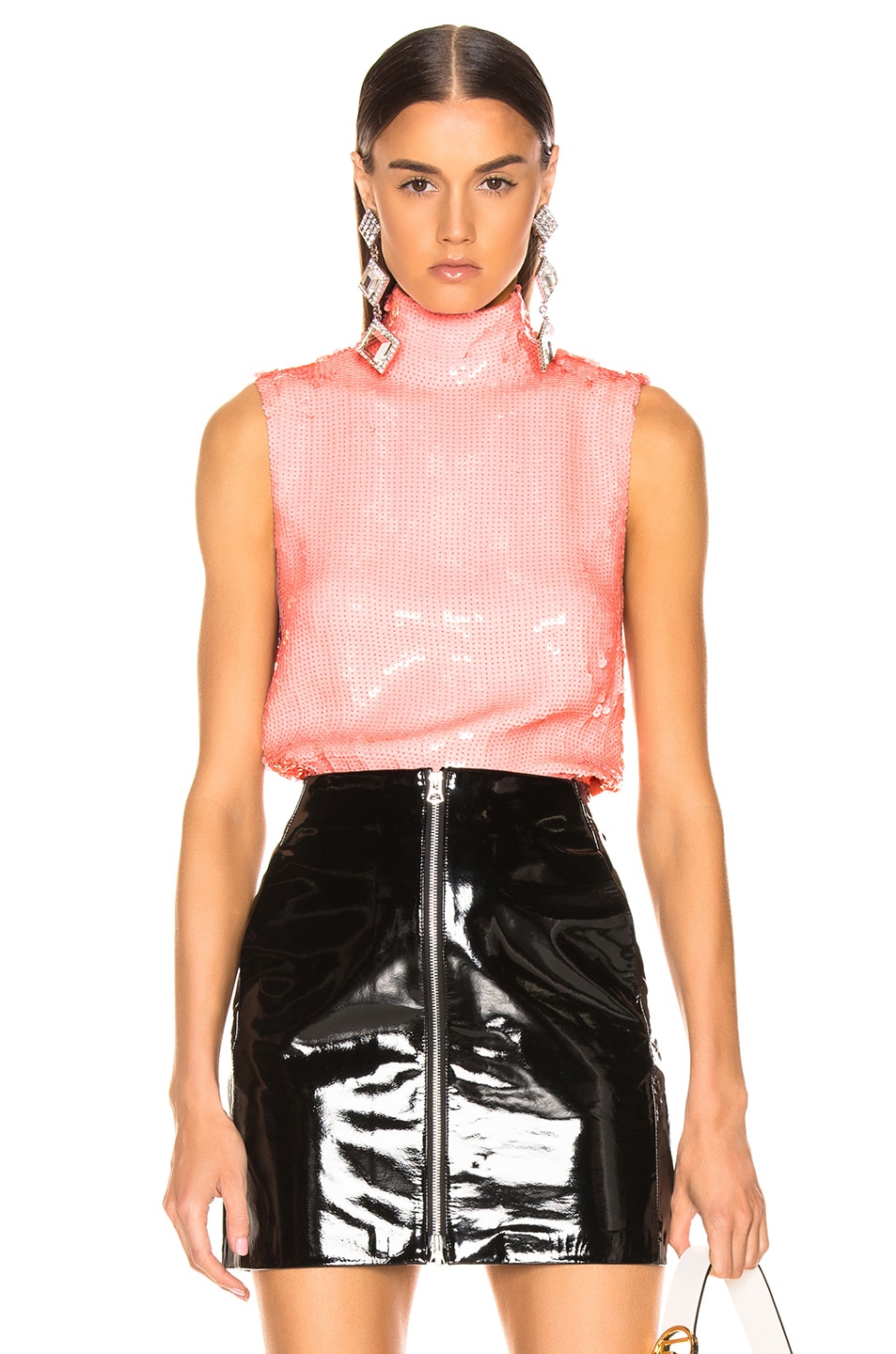 Image 1 of Tibi Beaded Turtleneck Shell Top in Pink