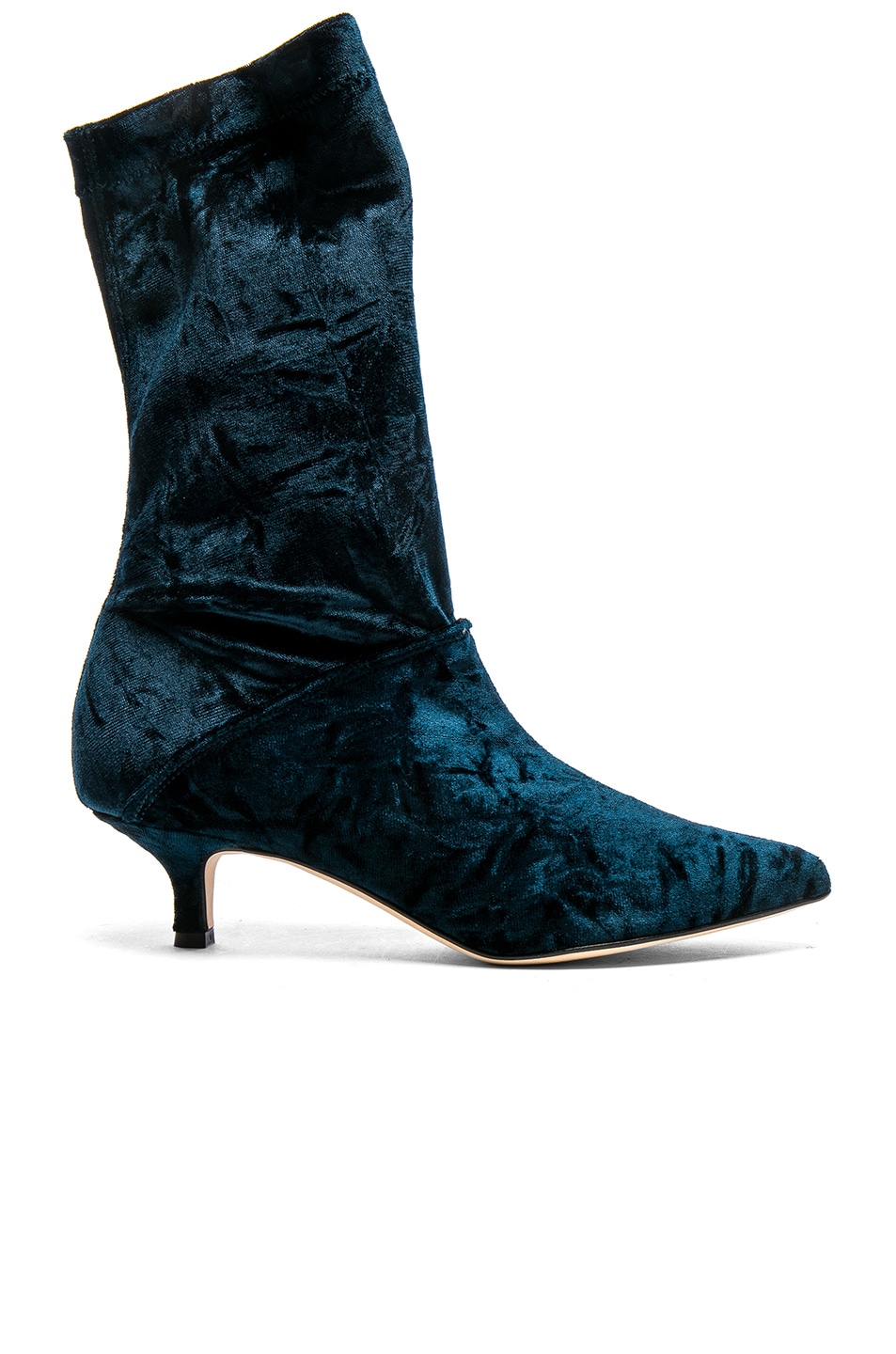 Image 1 of Tibi Harper Velvet Boots in Bright Teal