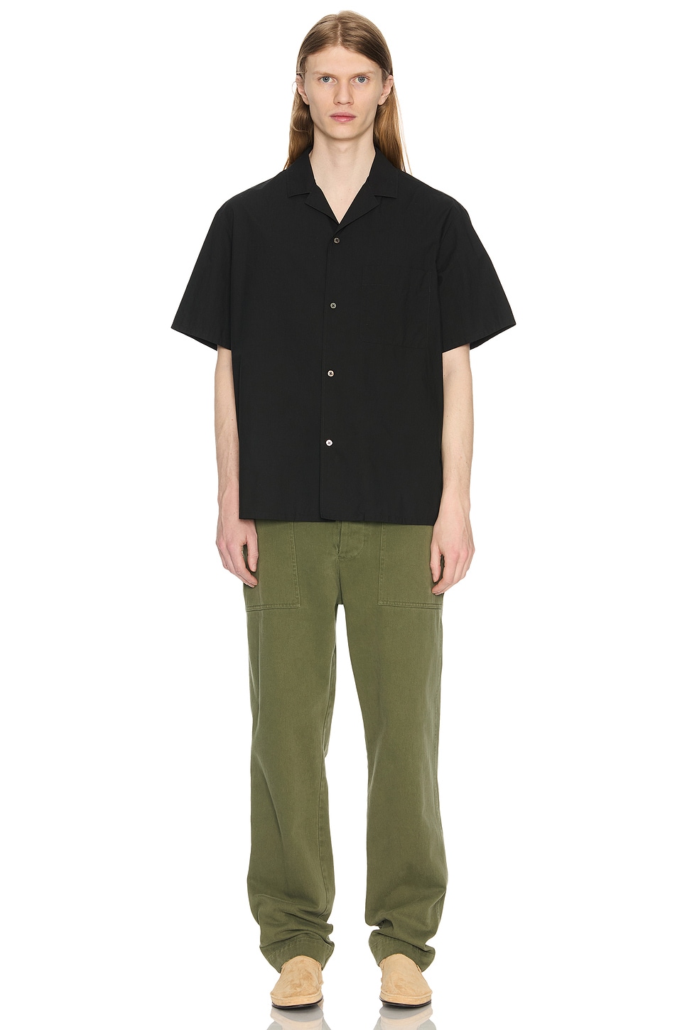 Image 1 of The Row Valerio Pant in Khaki Green