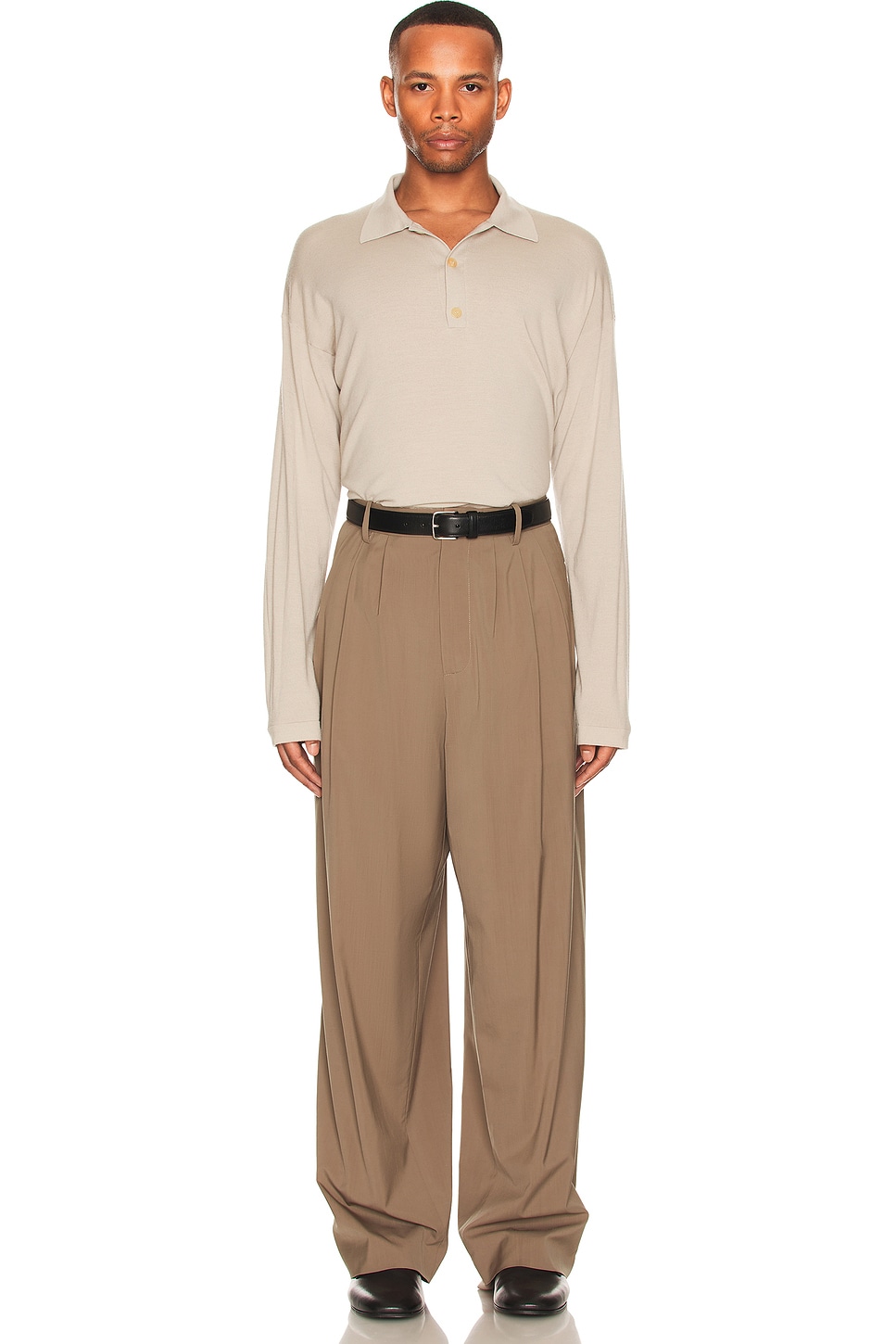 Image 1 of The Row Djon Polo in Taupe