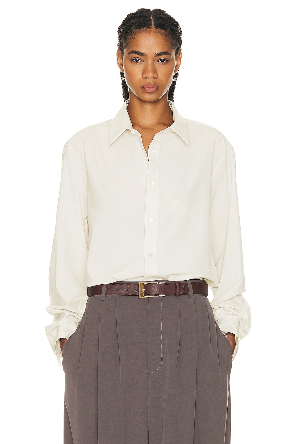 Image 1 of The Row Julio Shirt in Alabaster