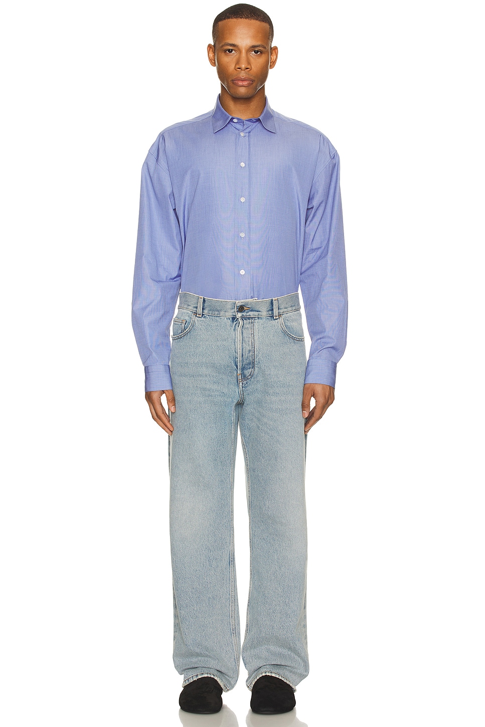 Image 1 of The Row Miller Shirt in Oxford Blue