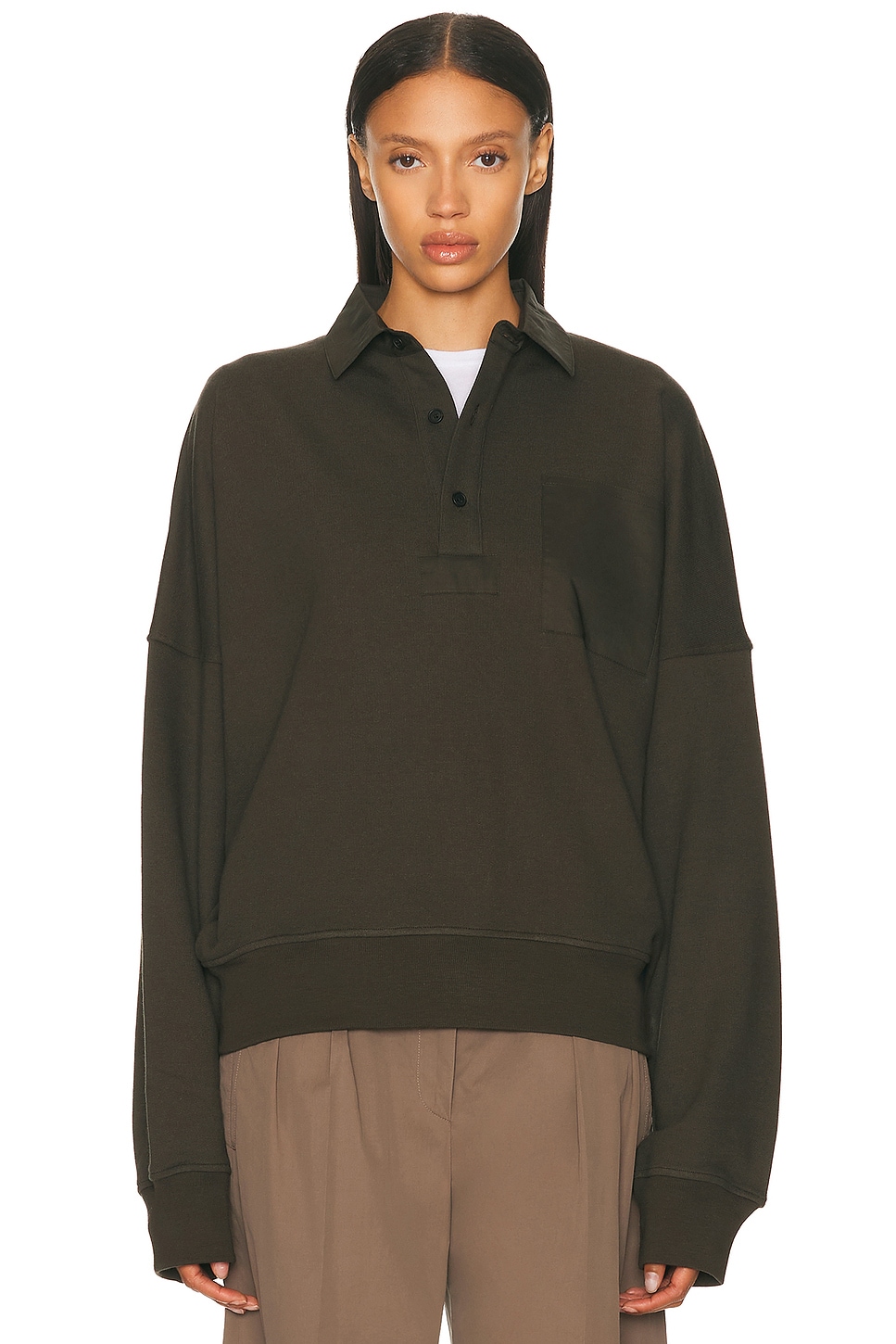 Image 1 of The Row Dende Long Sleeve Shirt in Warm Sepia