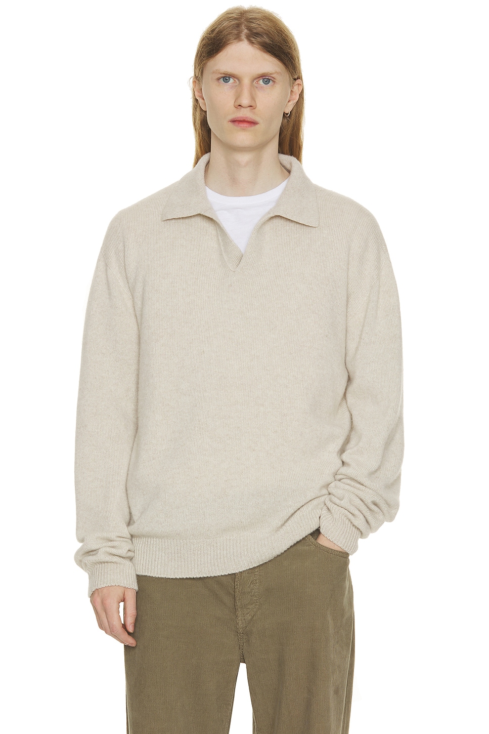 The Row Polo Leach In Cashmere Sabbia  Uomo In Pink