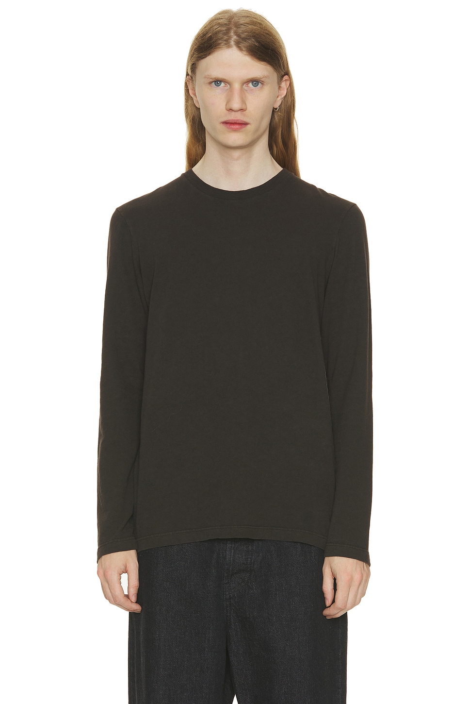 Image 1 of The Row Leon Long Sleeve T-shirt in Mud