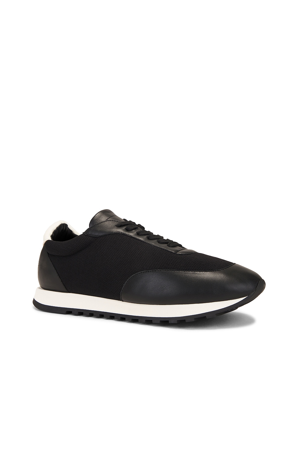 The Row Owen Leather-trimmed Sneakers In Black & White