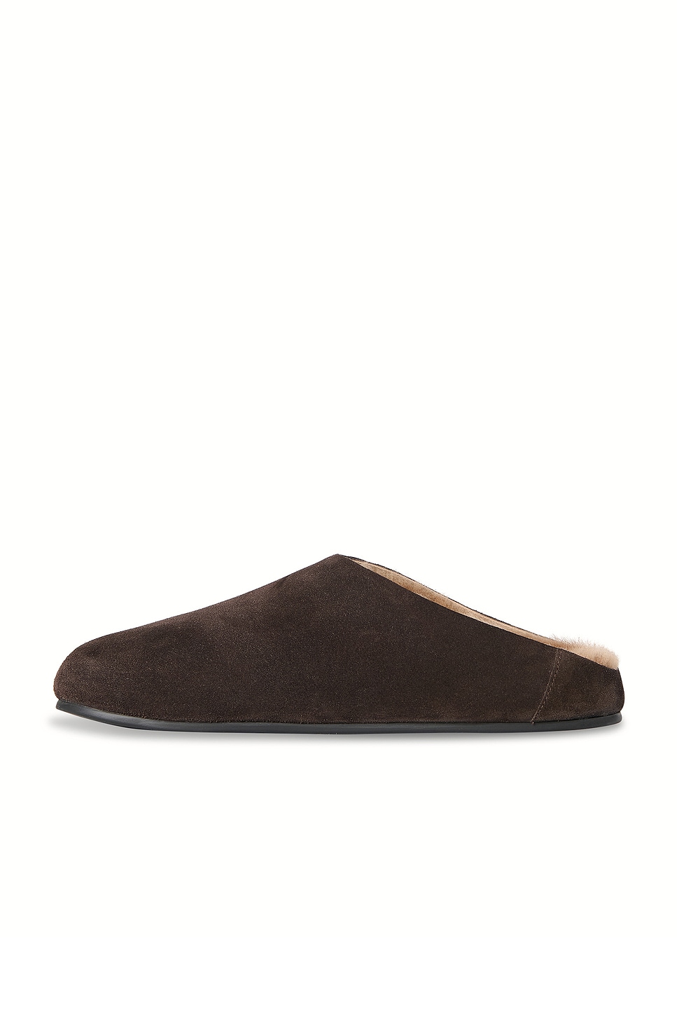 The Row Hudson Shearling-lined Suede Clogs In Brown