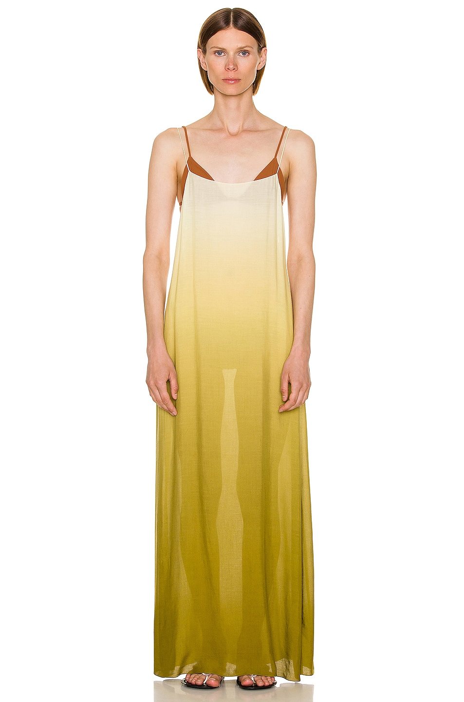 Image 1 of The Row Kula Dress in White & Acid Yellow