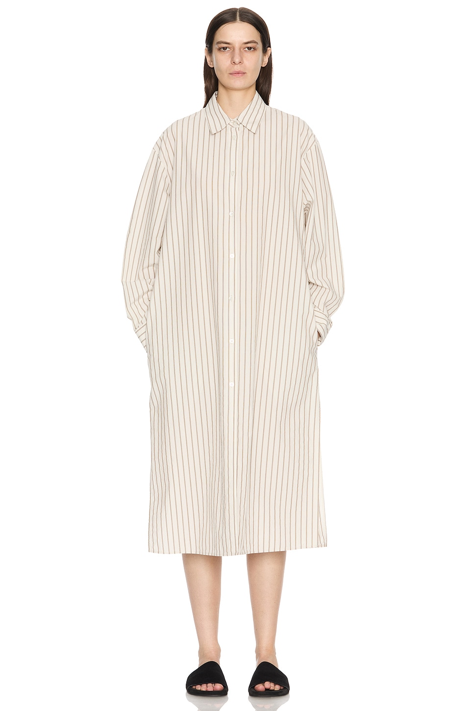 Image 1 of The Row Chihiro Dress in Light Beige & Brown