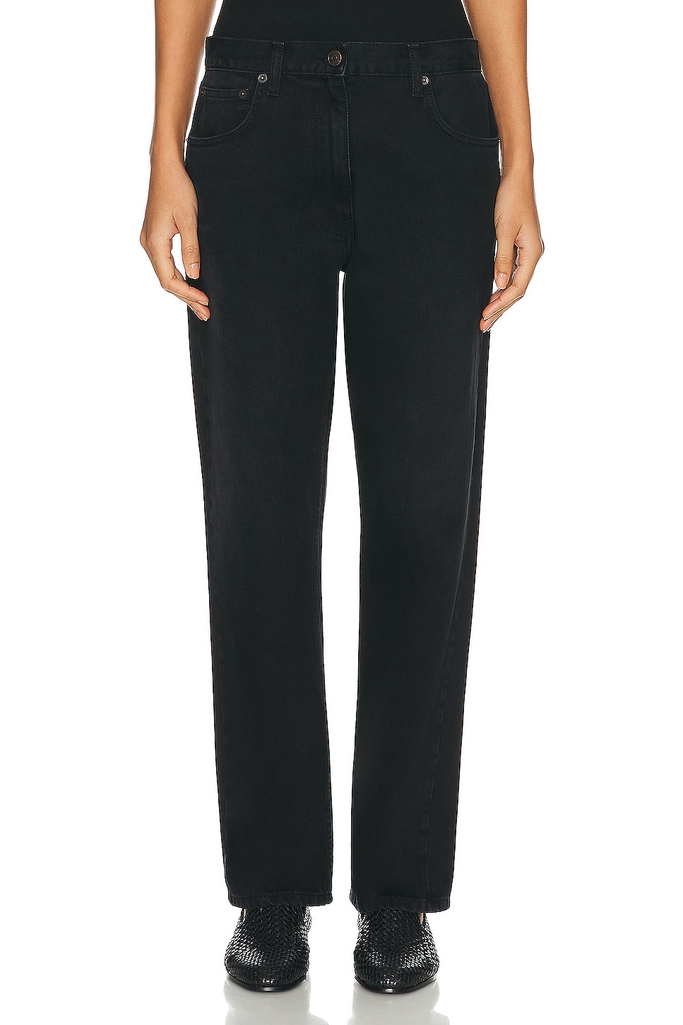 Image 1 of The Row Ryley Straight Leg Pant in Black