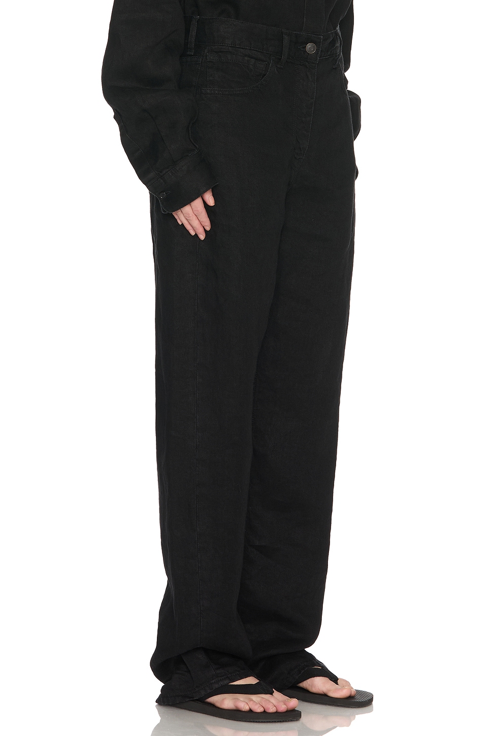 The Row Tarley Linen Straight Jeans In Black