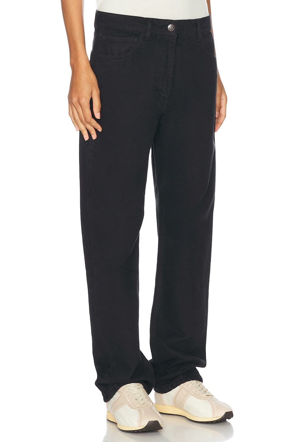 The Row Tarley Linen Straight Jeans In Black
