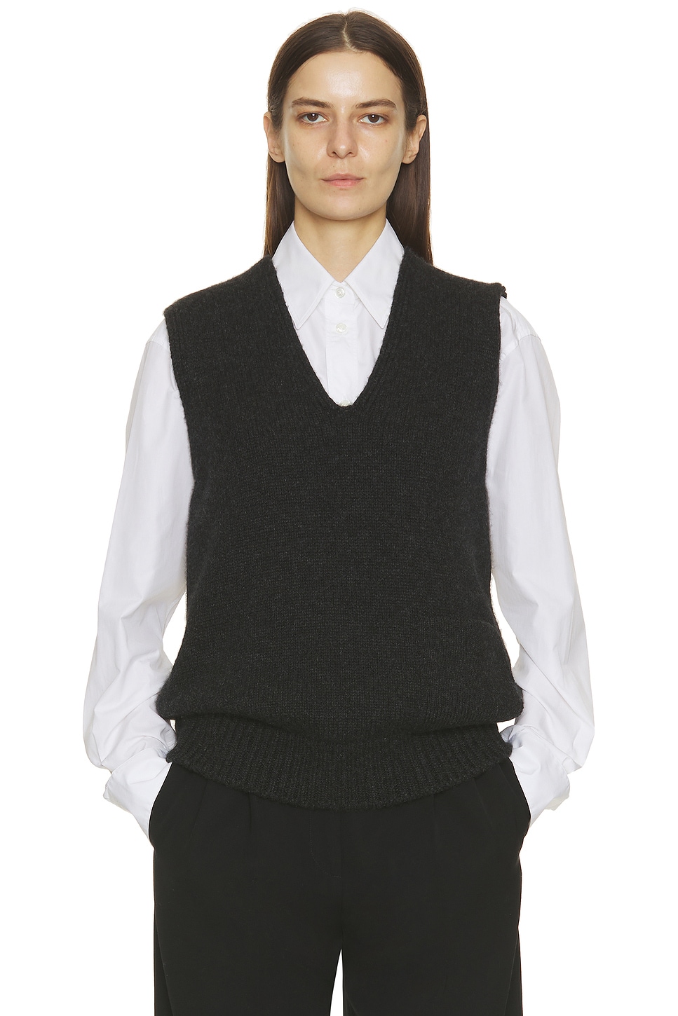 Image 1 of The Row Marte Sweater Vest in Charcoal Melange