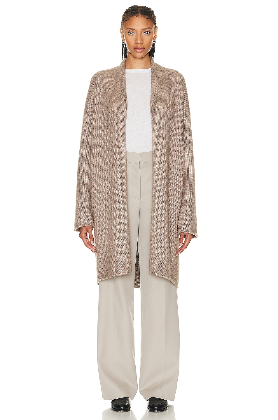 Image 1 of The Row Ernesto Cardigan in Light Taupe