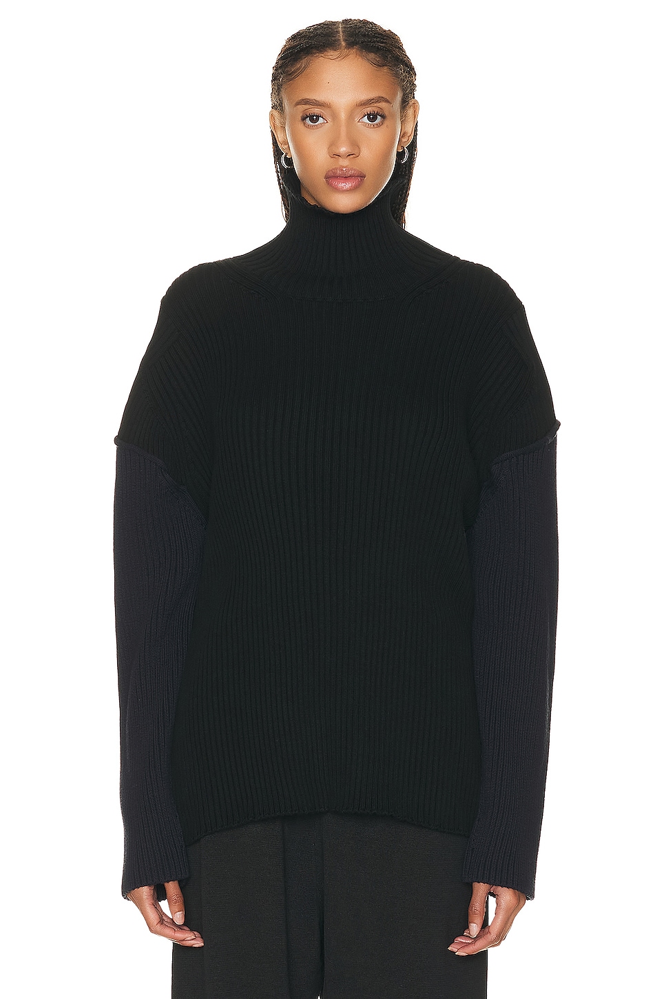 Image 1 of The Row Dua Sweater in Black & Navy