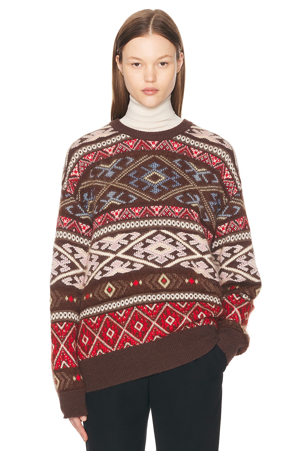 Shop The Row Hinny Sweater In Multi Brown  Light Pink  & Red