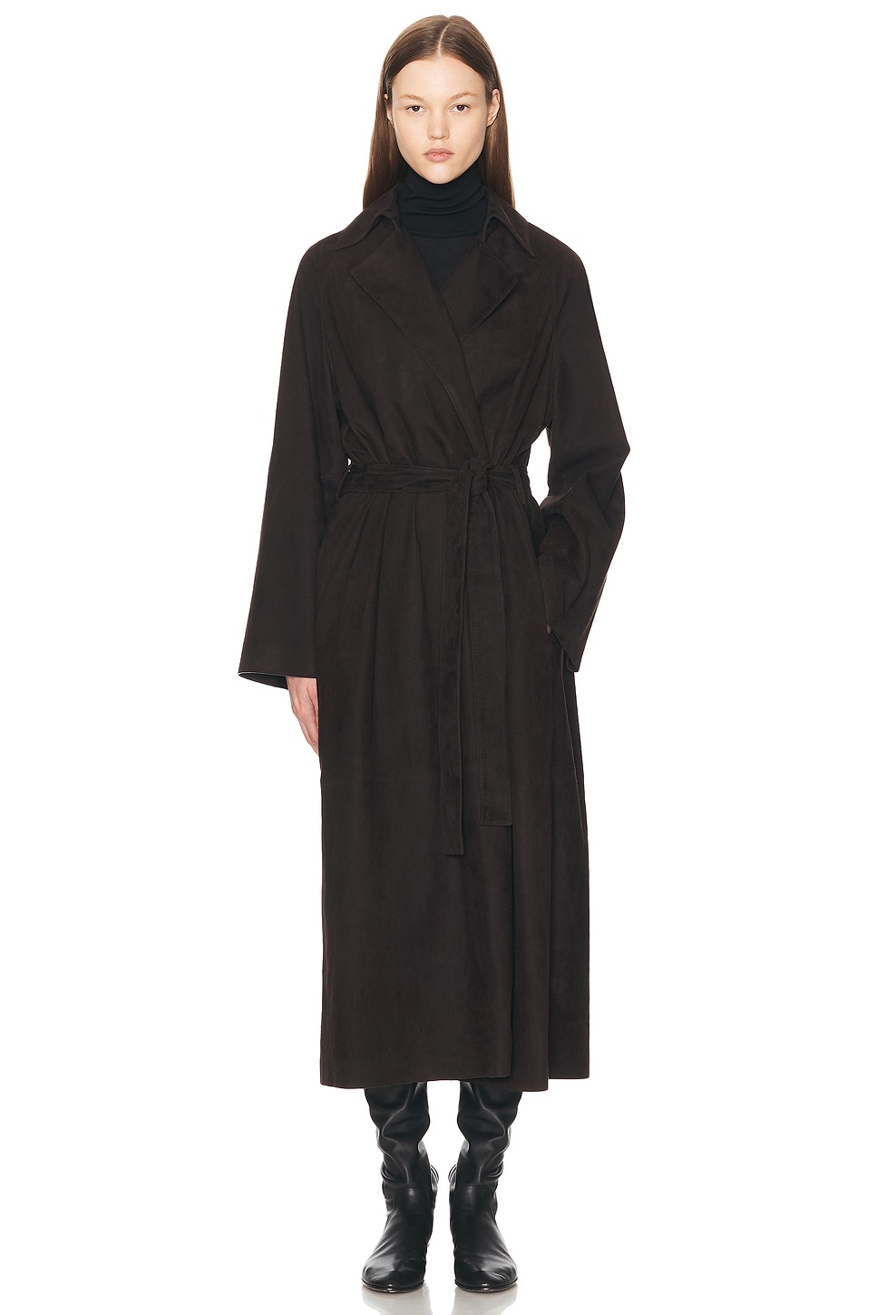 Image 1 of The Row Poseidone Coat in Dark Brown