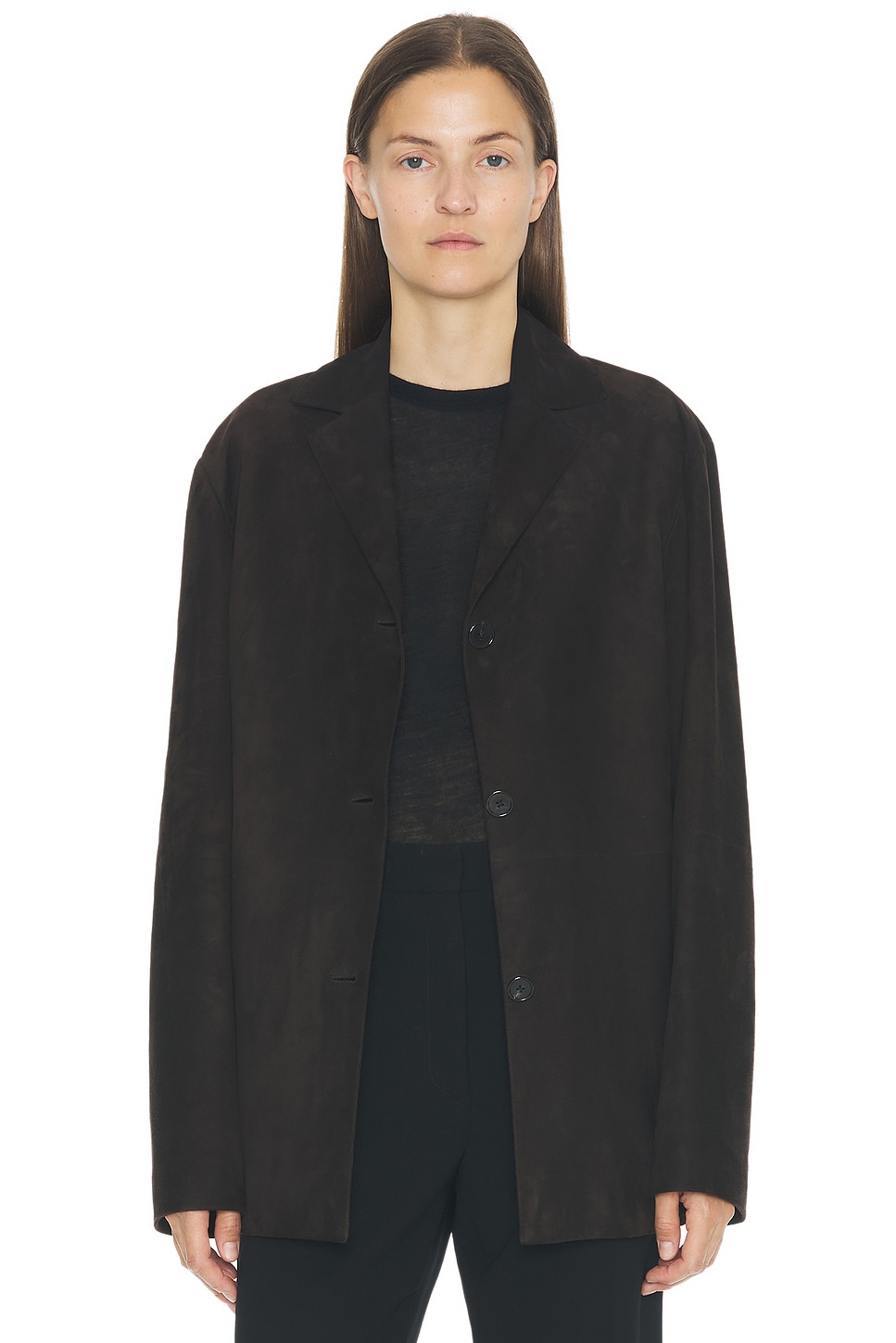 Image 1 of The Row Fabian Jacket in Dark Brown