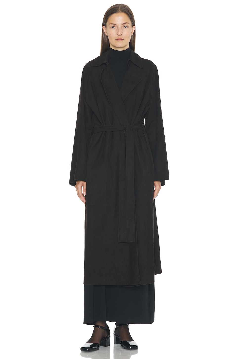 Image 1 of The Row Solana Coat in Dark Brown
