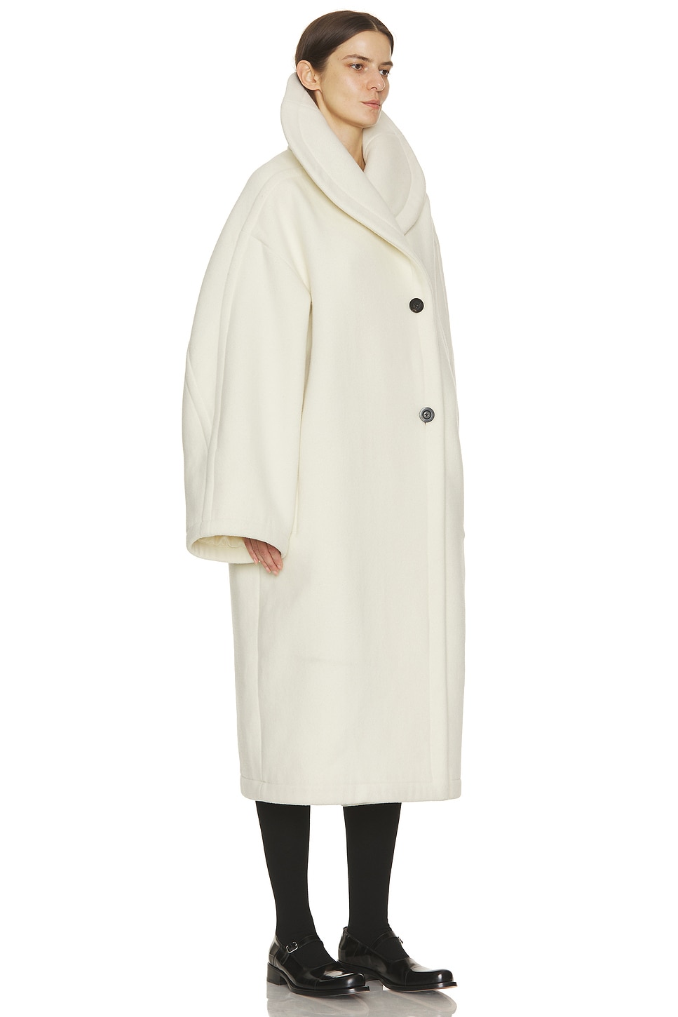 The Row Regino Double-breasted Oversized Wool Coat In White