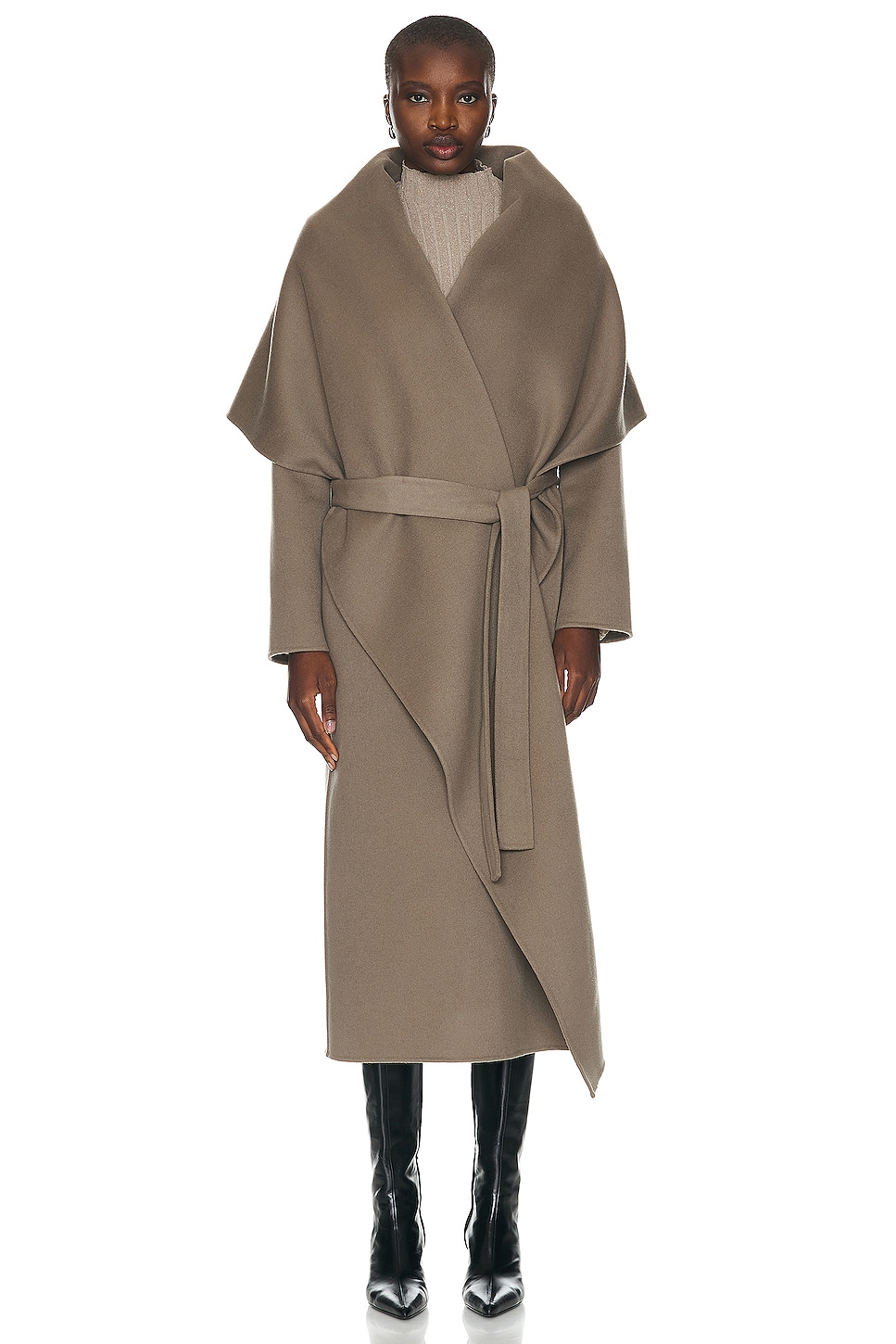 Image 1 of The Row Adia Coat in Taupe Green