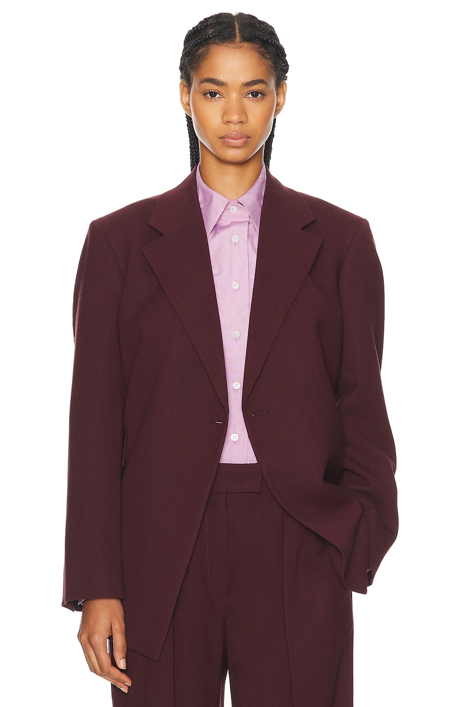 Image 1 of The Row Azul Jacket in Burgundy