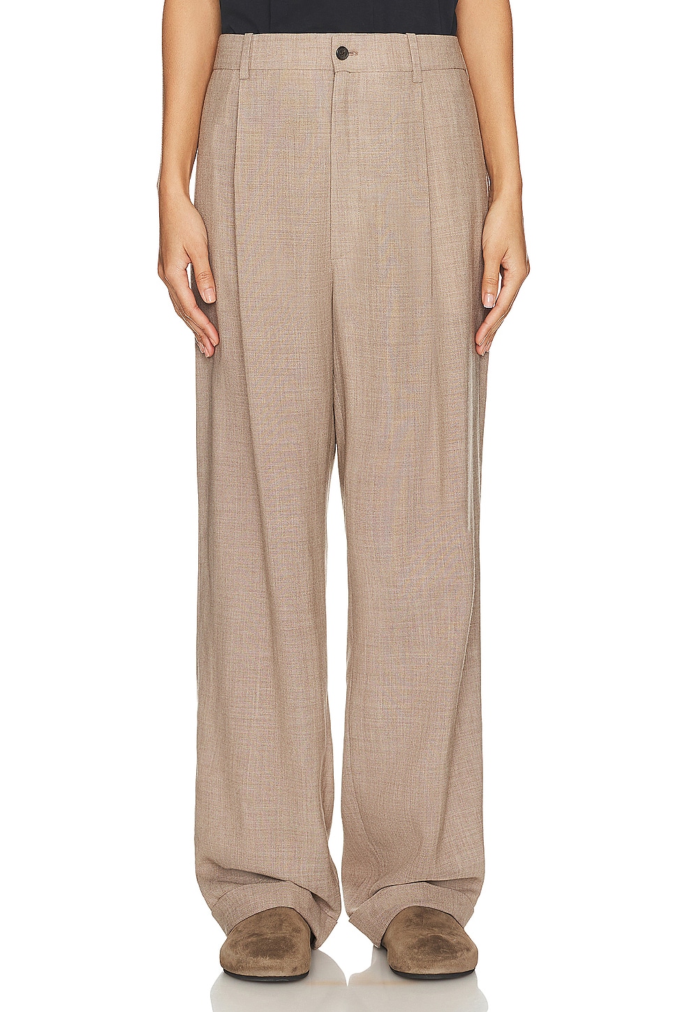 Image 1 of The Row Tor Pant in Taupe & Ivory Melange