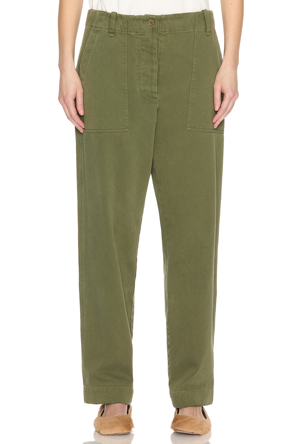 Image 1 of The Row Vendula Pant in Khaki Green