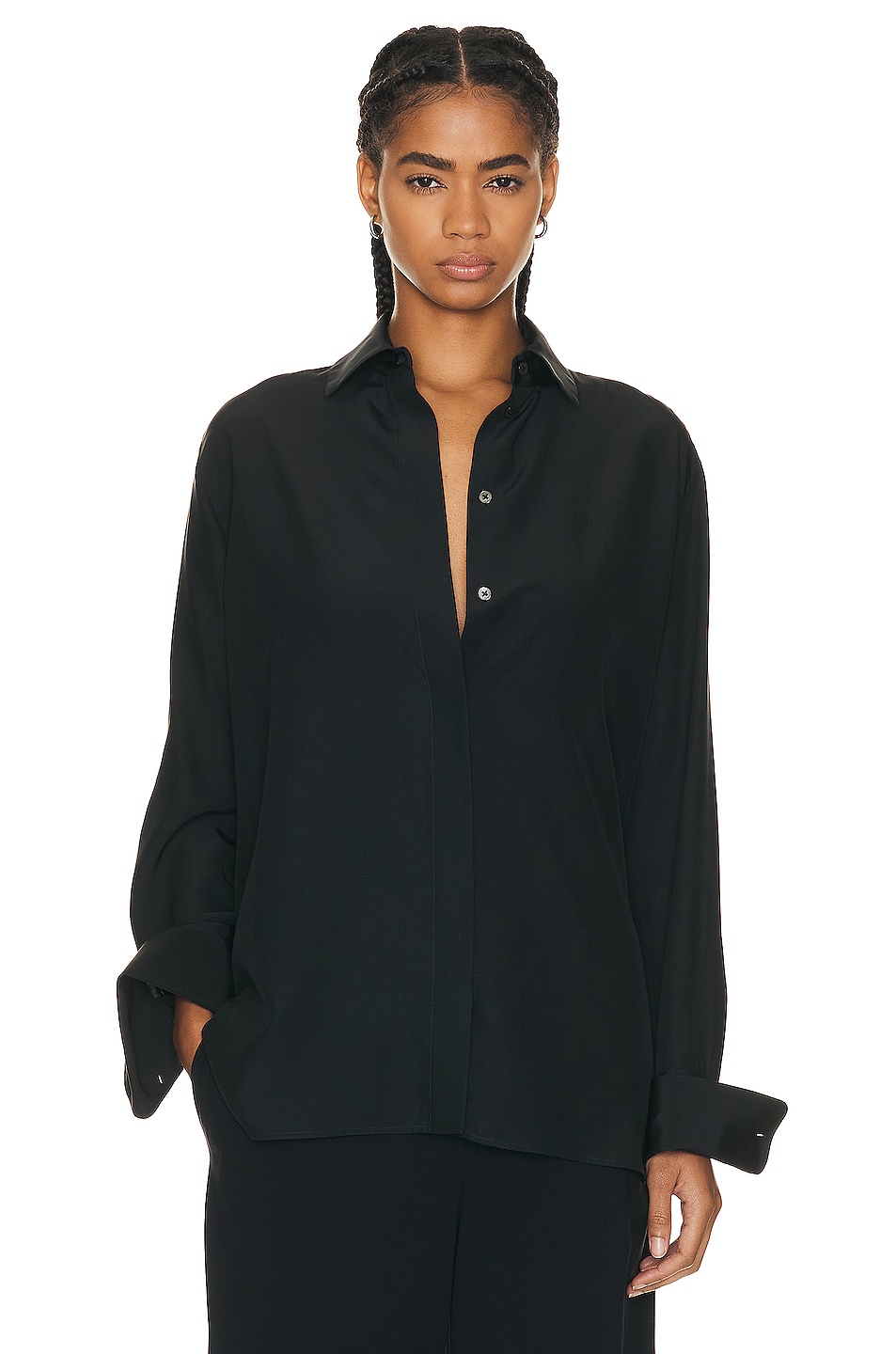 Image 1 of The Row Sisella Shirt in Black