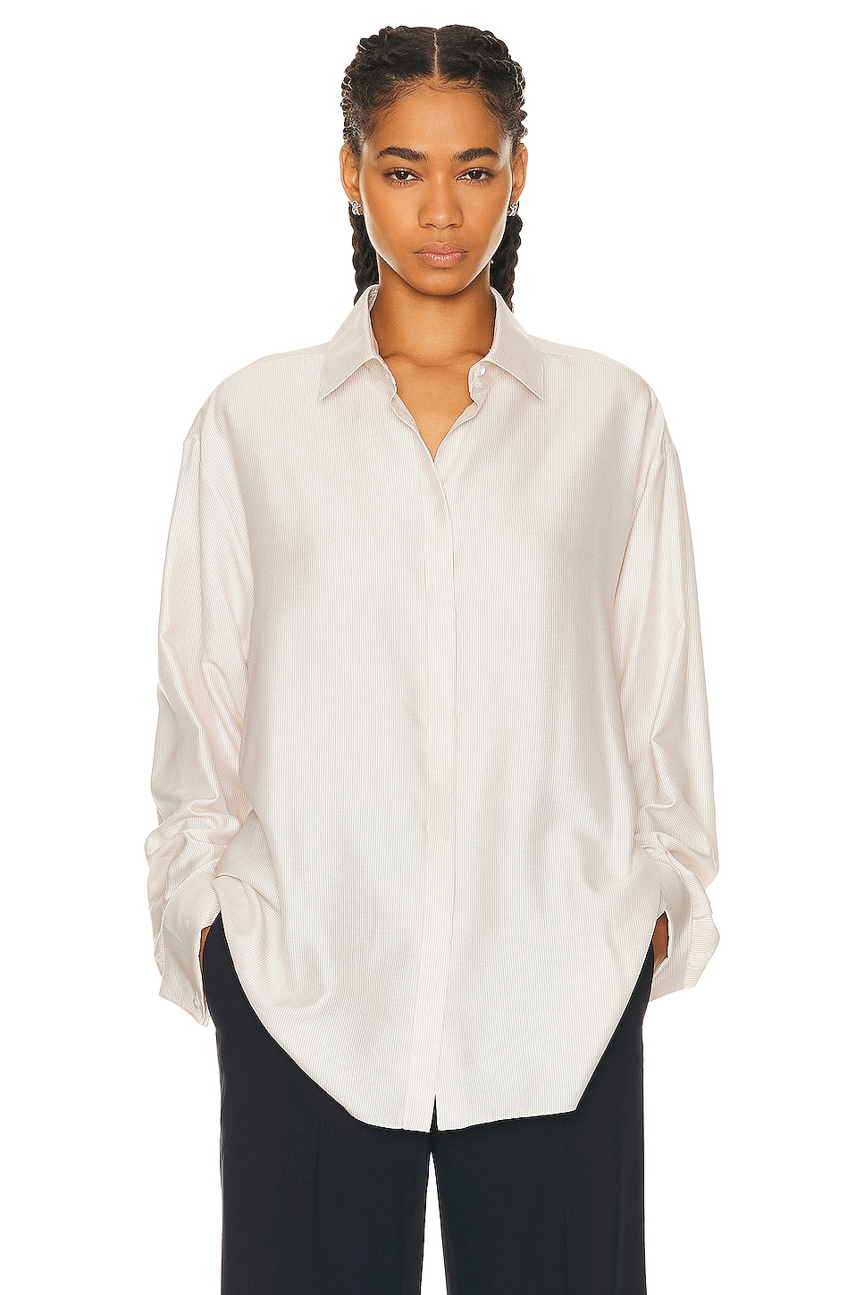 Image 1 of The Row Nomoon Shirt in Beige With Stripe