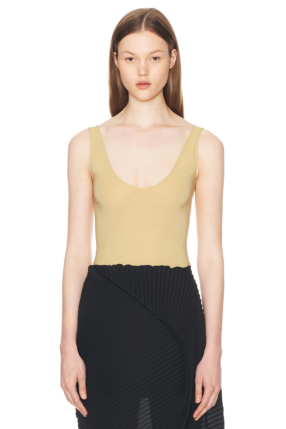 Image 1 of The Row Mandie Bodysuit in Wheat