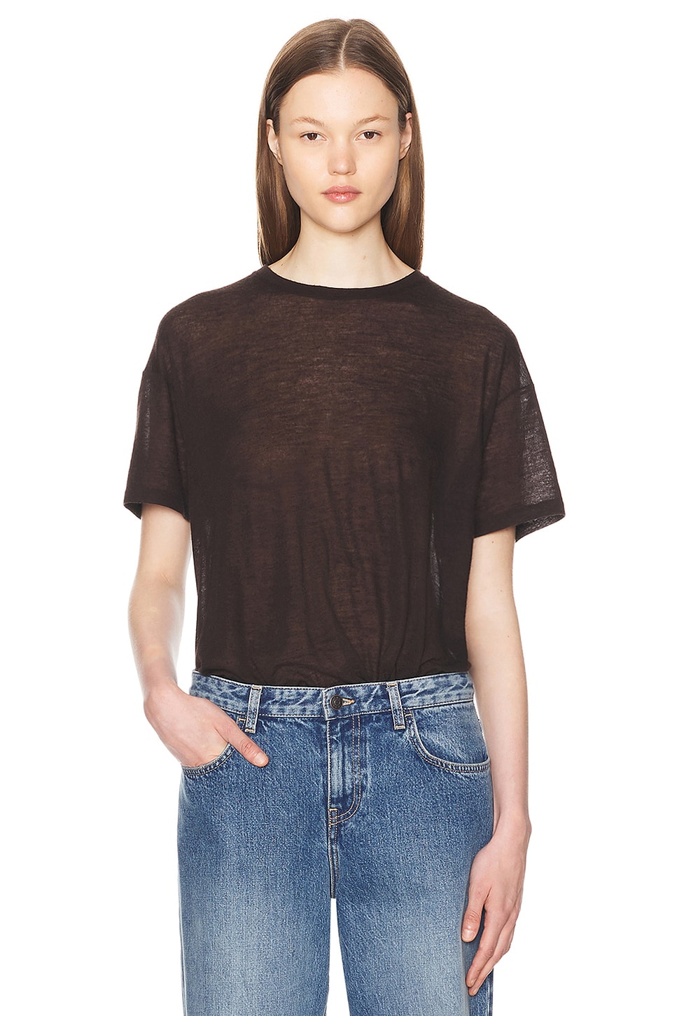 Image 1 of The Row Lila Top in Dark Brown