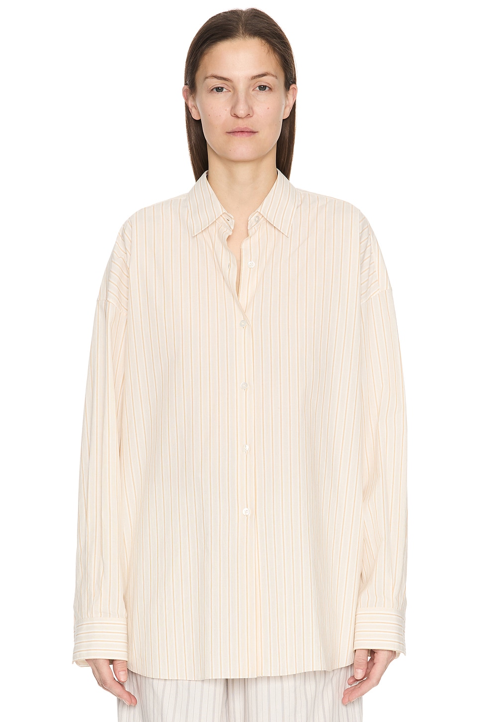 Image 1 of The Row Caster Shirt in Beige & Orange