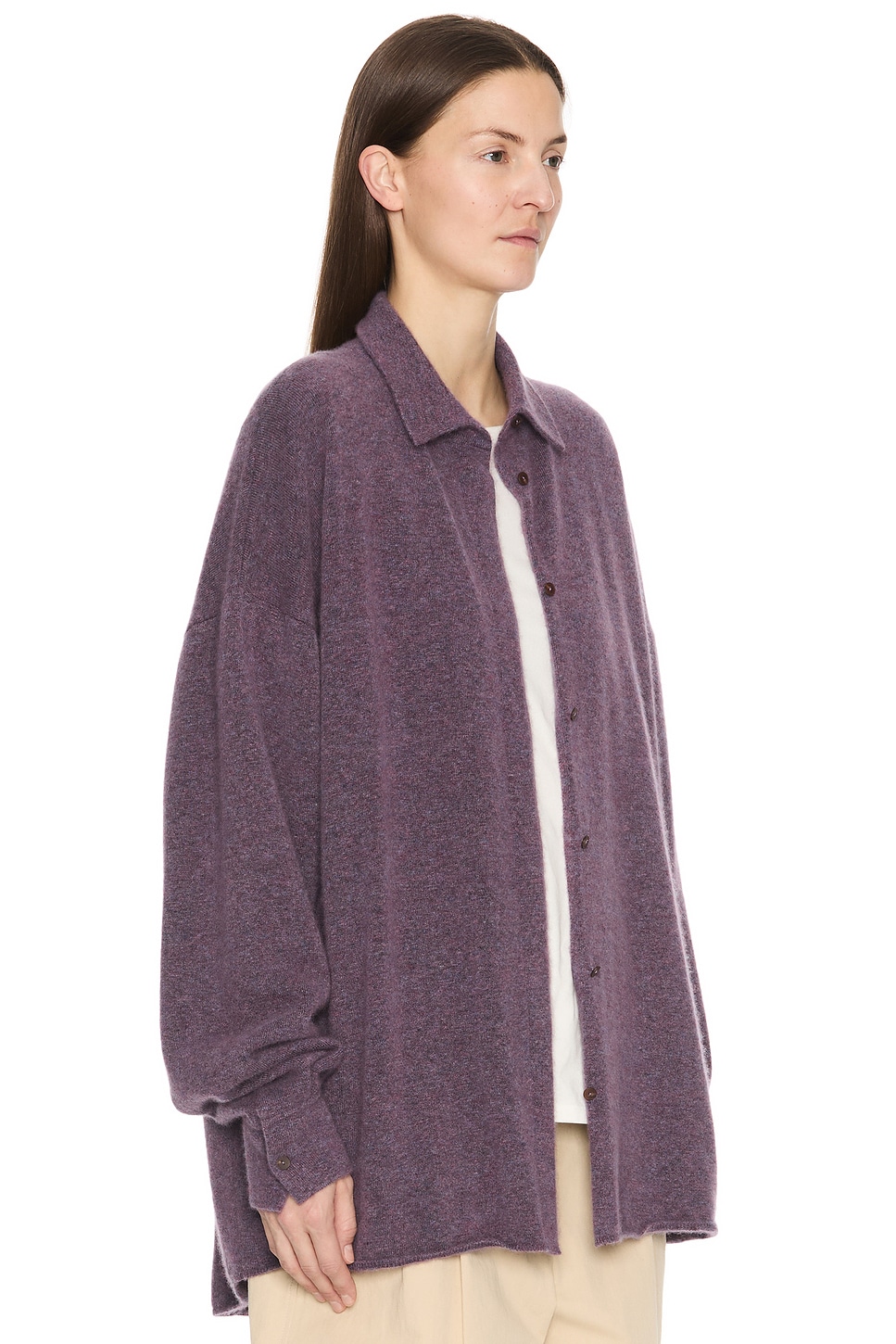 The Row Janak Collared Cashmere Top In Purple
