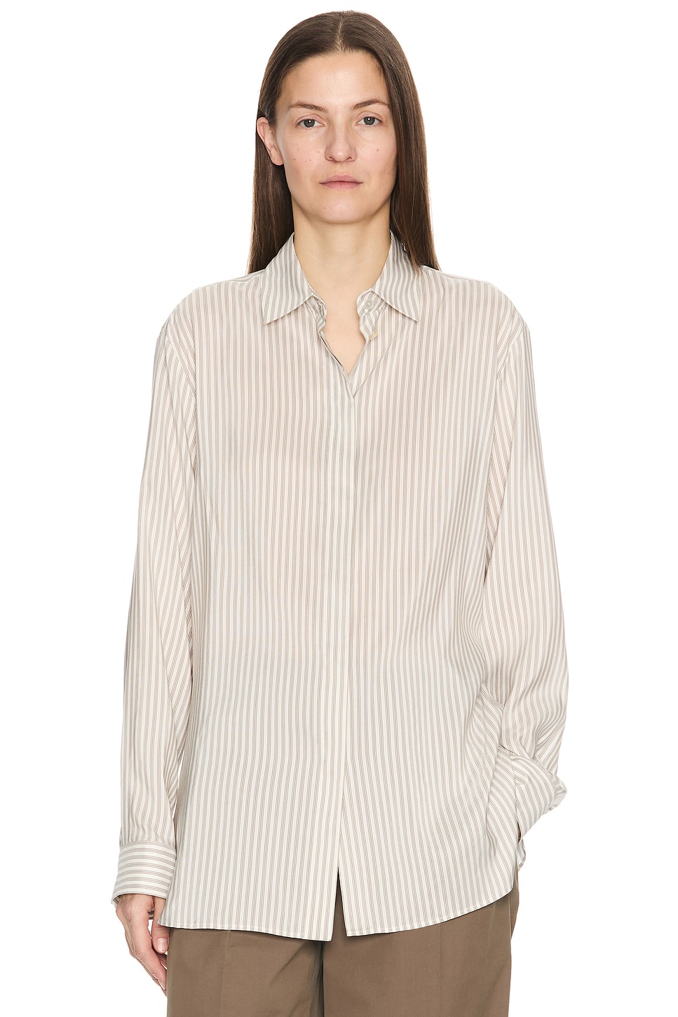Image 1 of The Row Vanda Shirt in White & Grey