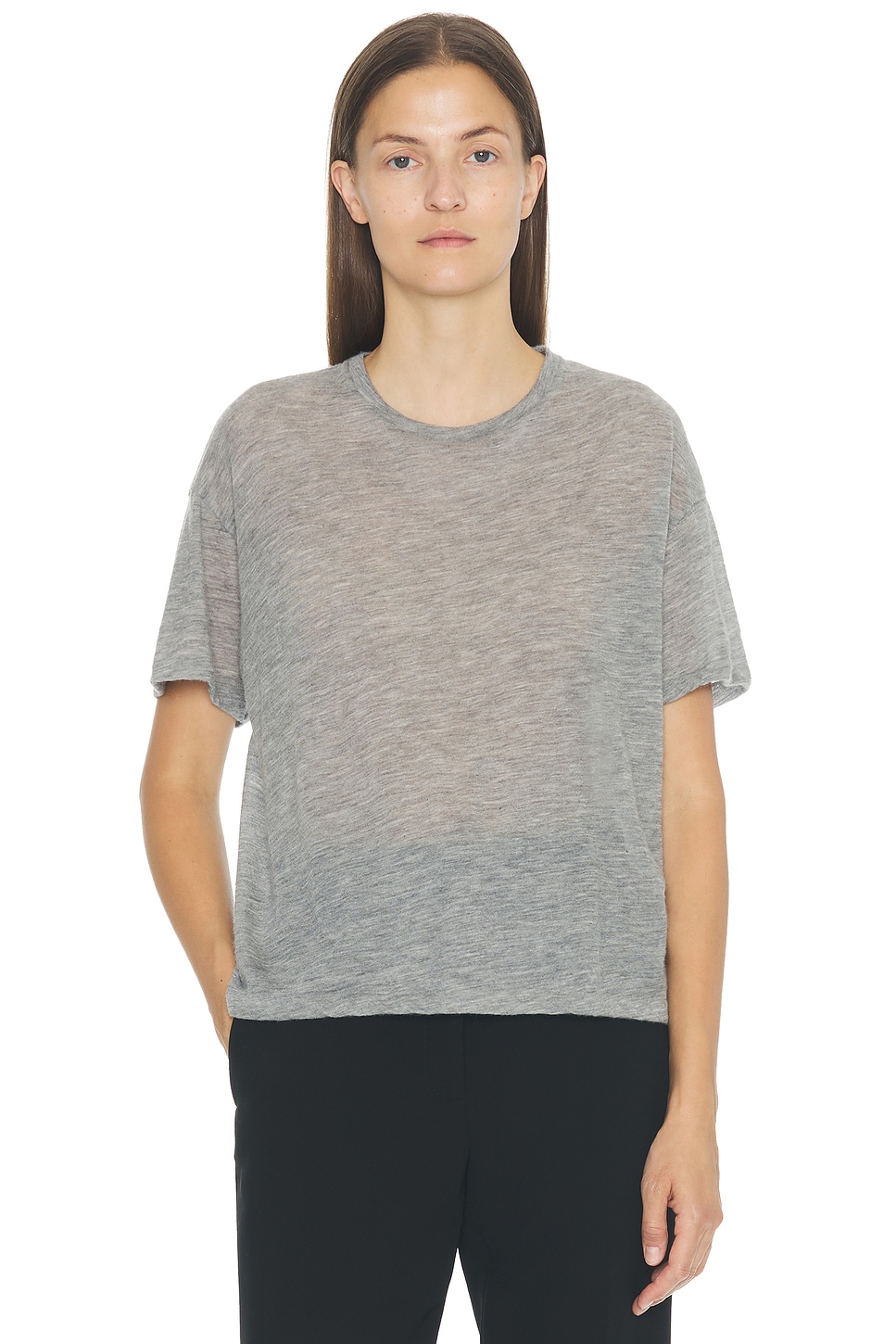 The Row Lila Knitted Cashmere Top In Gray