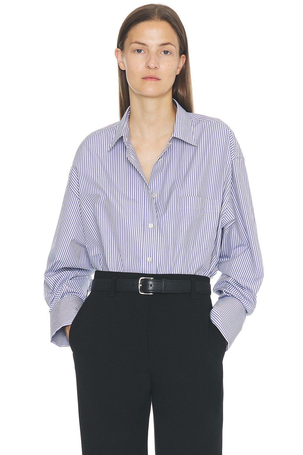Image 1 of The Row Ment Shirt in White & Blue
