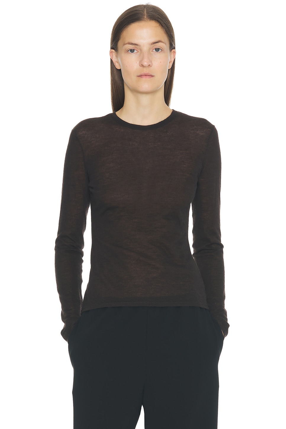 Image 1 of The Row Iverness Top in Dark Brown