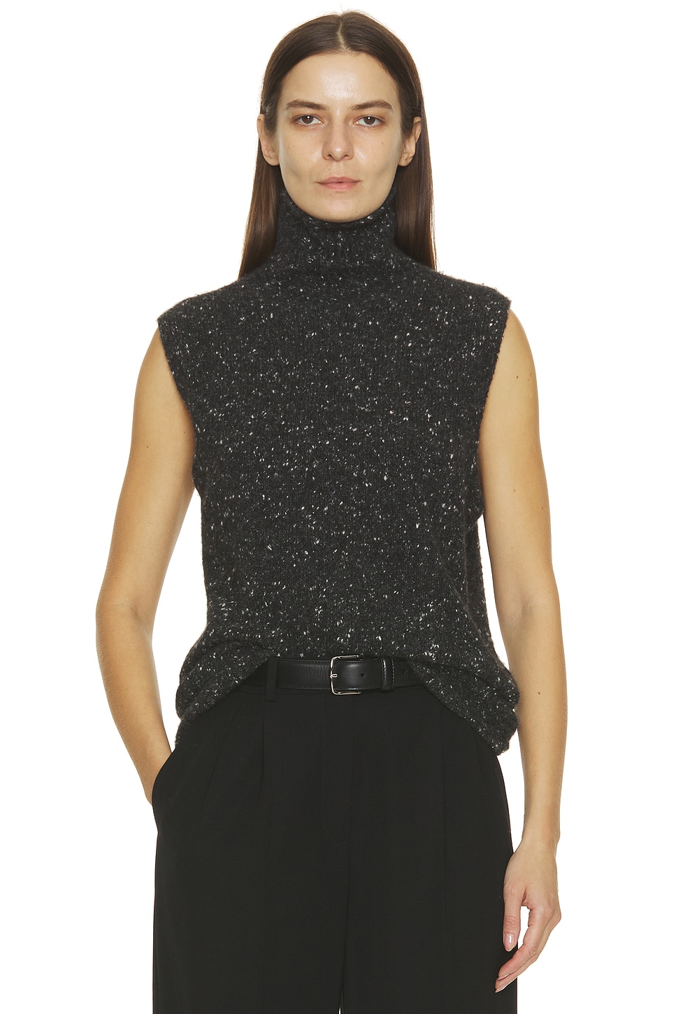 Image 1 of The Row Merilas Top in Charcoal Melange