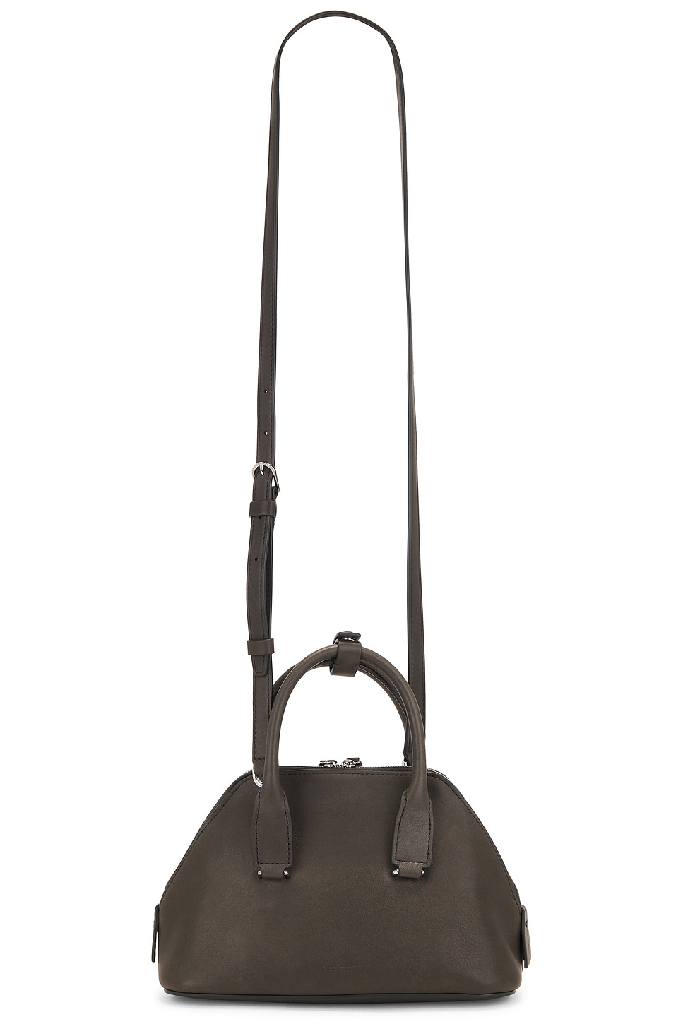 Shop The Row Mini Devon Saddle Leather Bag In Koala Grey Pld