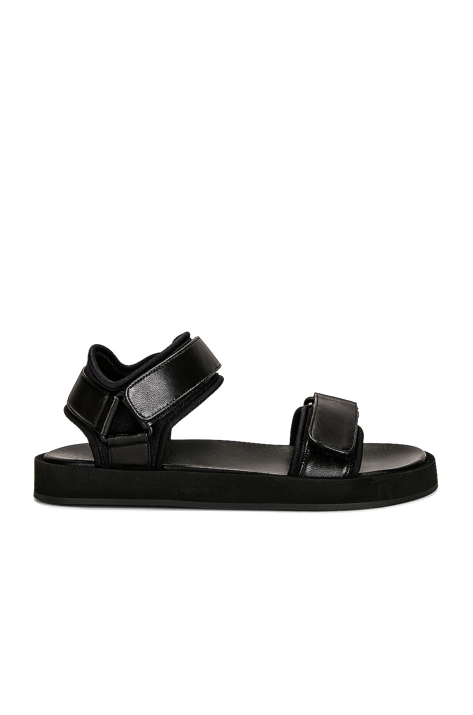 Image 1 of The Row Hook and Loop Flat Sandals in Black
