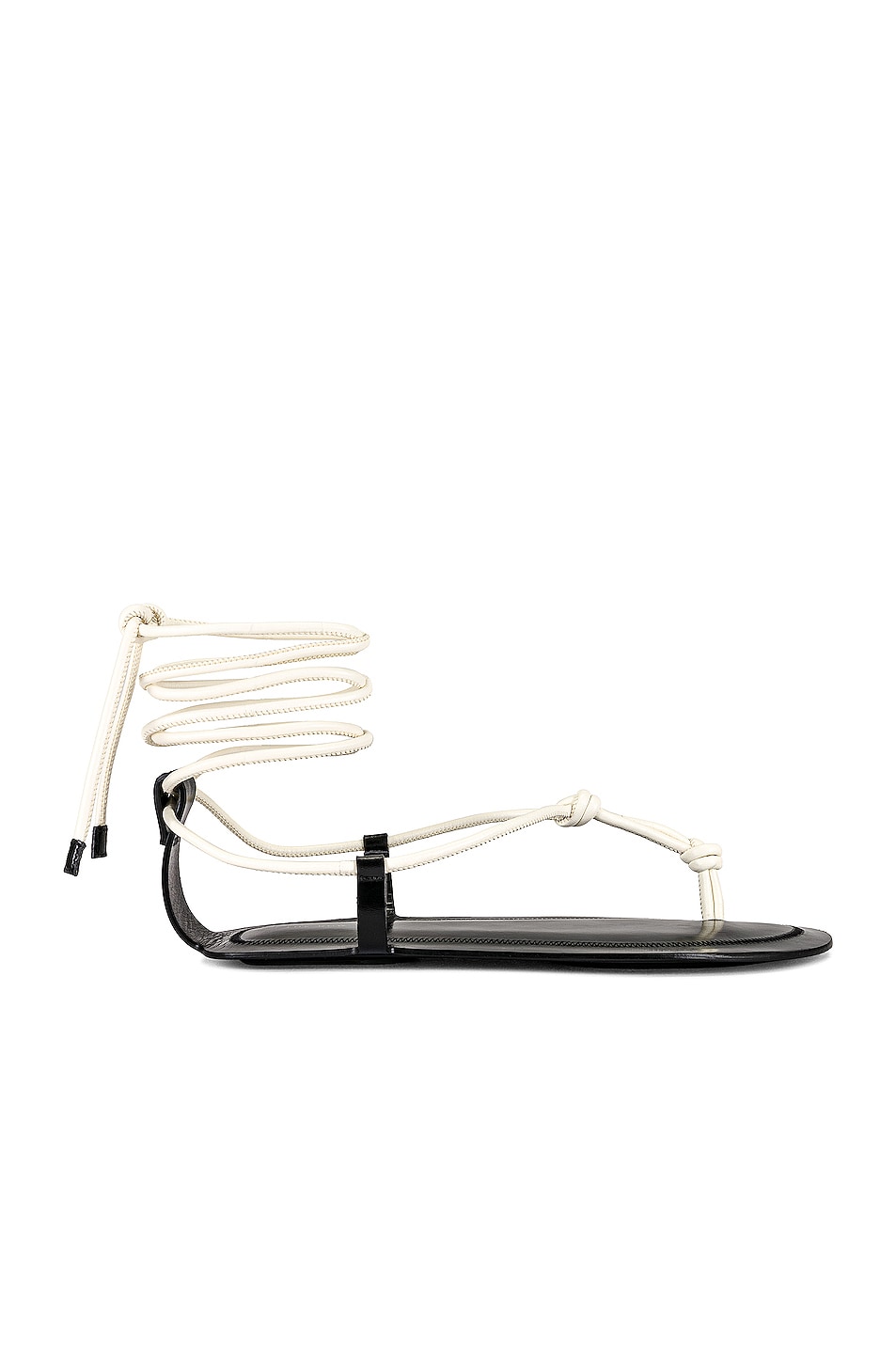 Image 1 of The Row Knots Flat Sandals in Ivory & Black