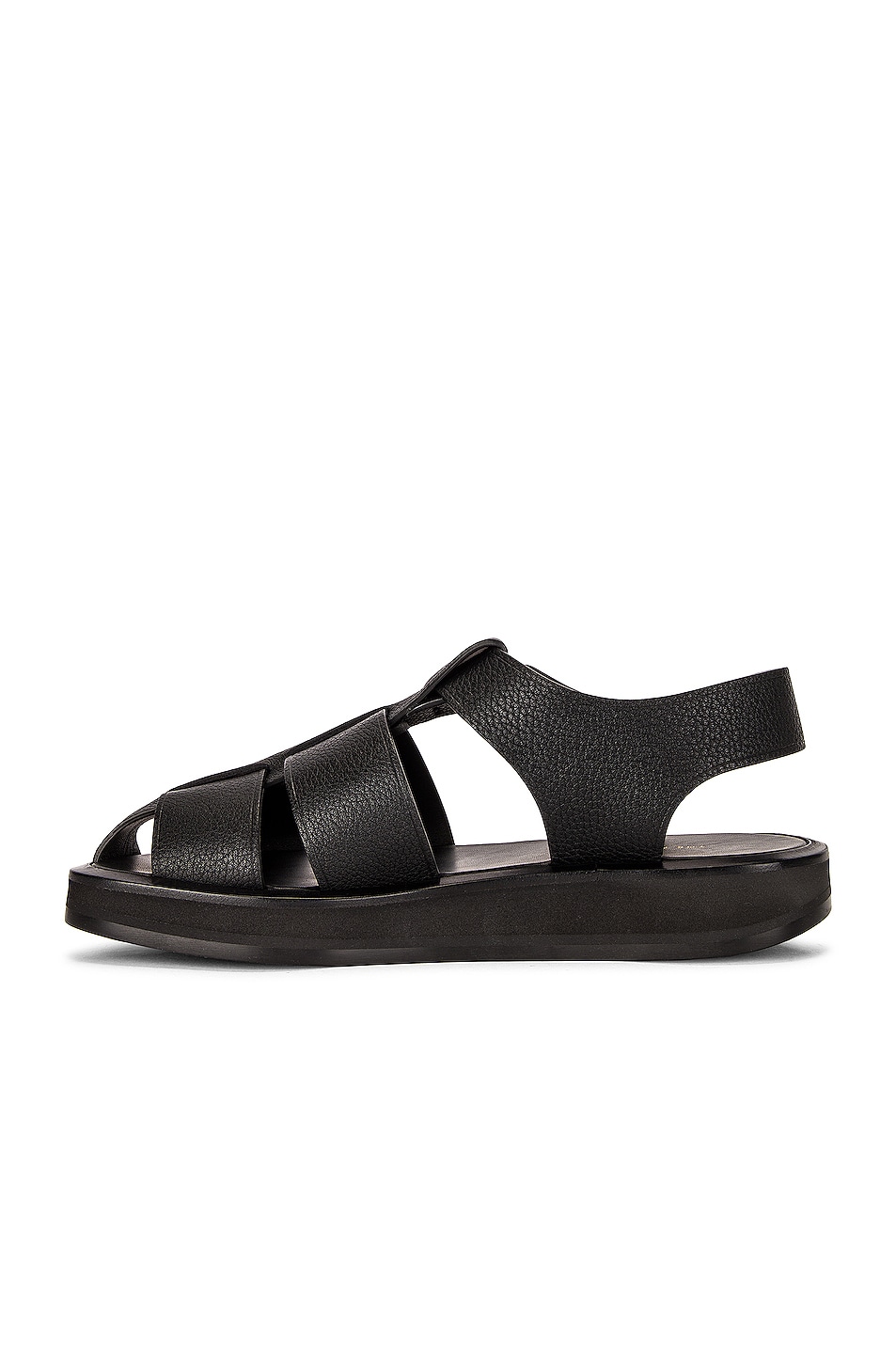 The Row Fisherman Leather Sandals in Black | FWRD