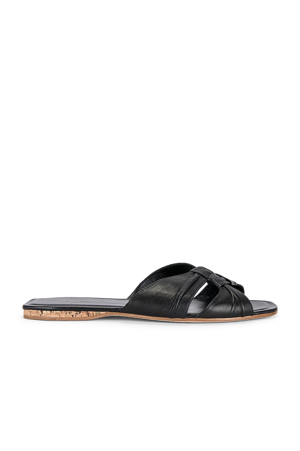 Image 1 of The Row Soft Knot Flat Sandal in Black & Cork
