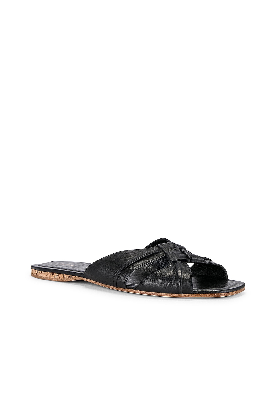 Shop The Row Soft Knot Flat Sandal In Black & Cork