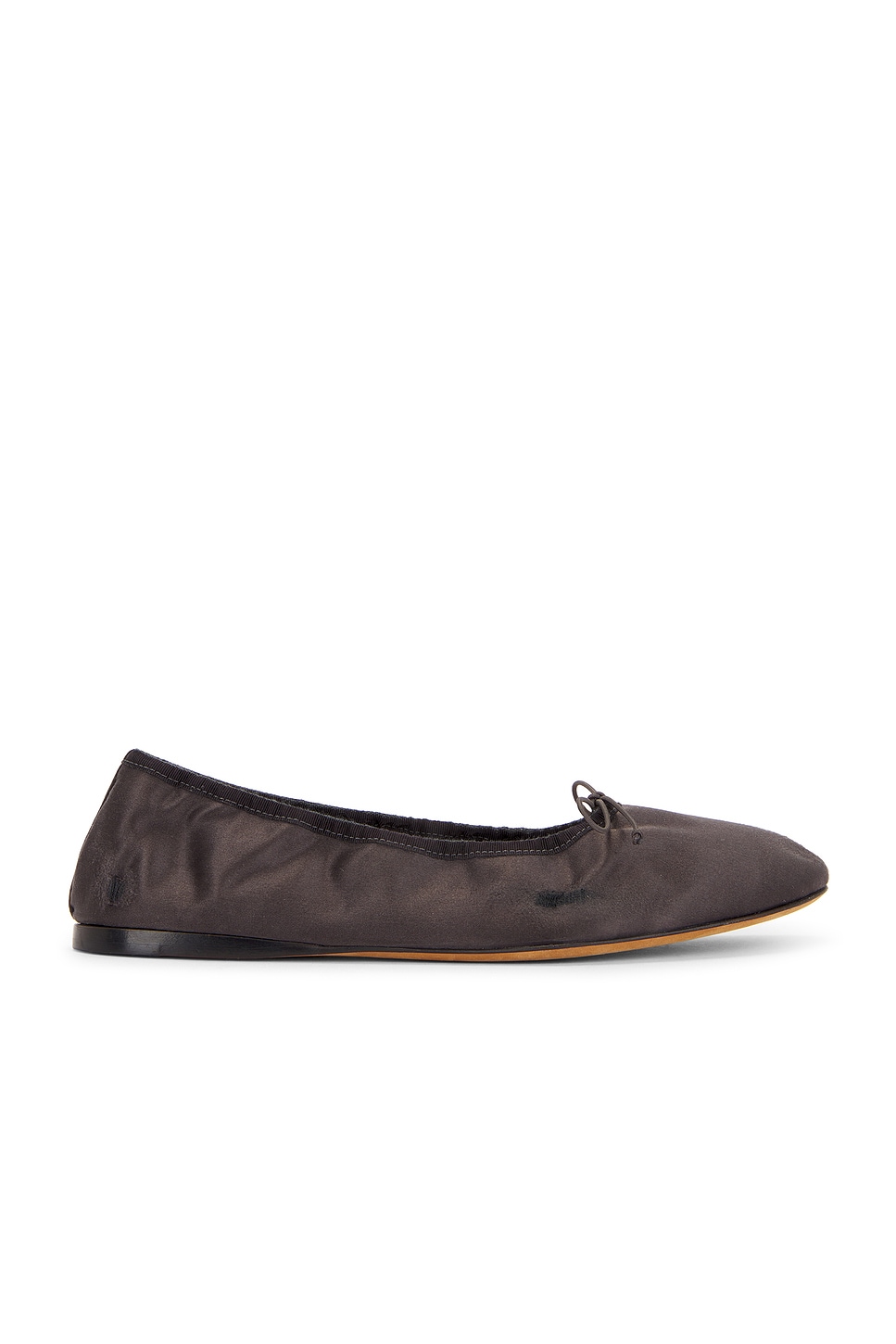 Satin Hereditas Ballerina Flat in Charcoal