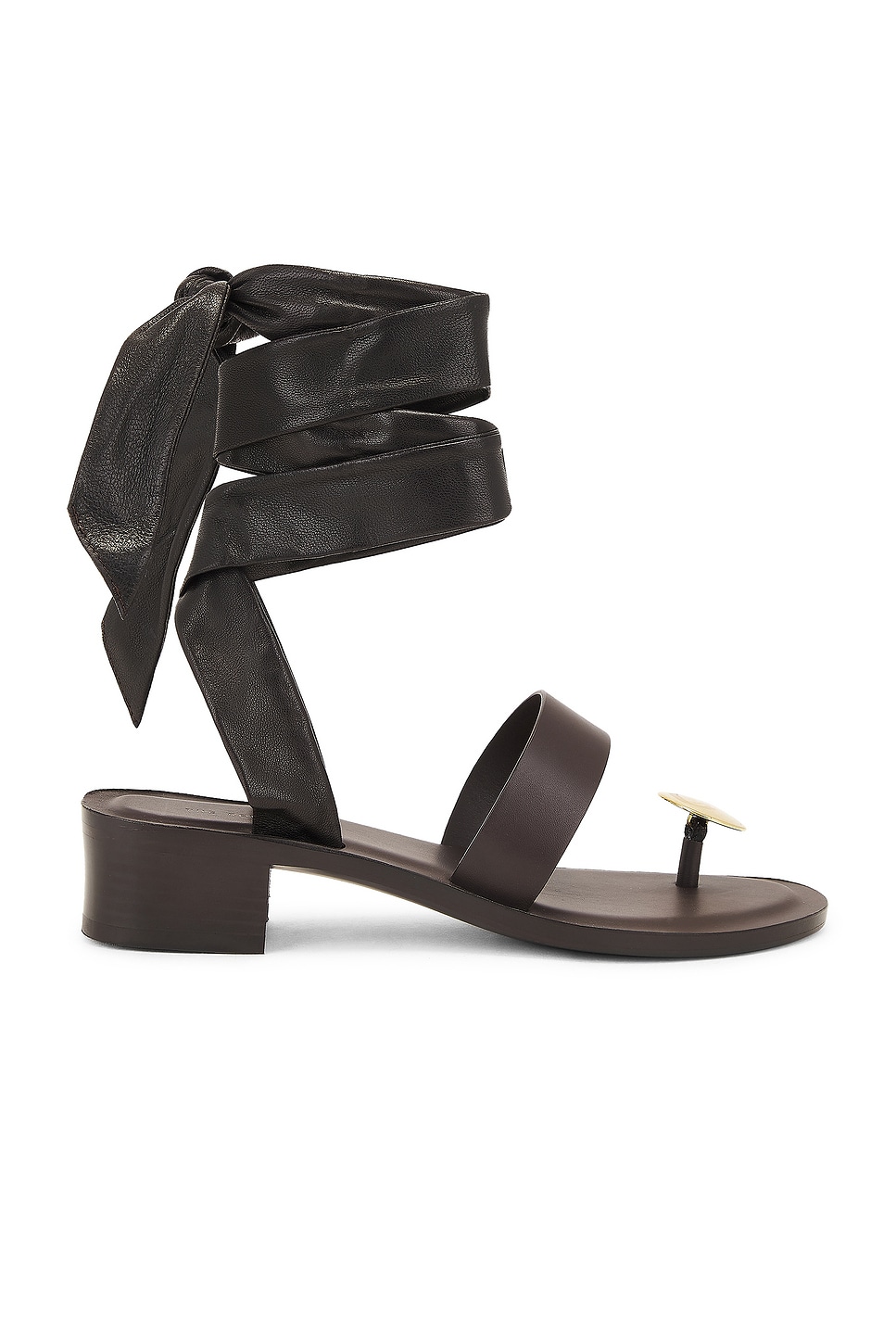 Image 1 of The Row Band Sandal in Espresso, Dark Brown, & Brass